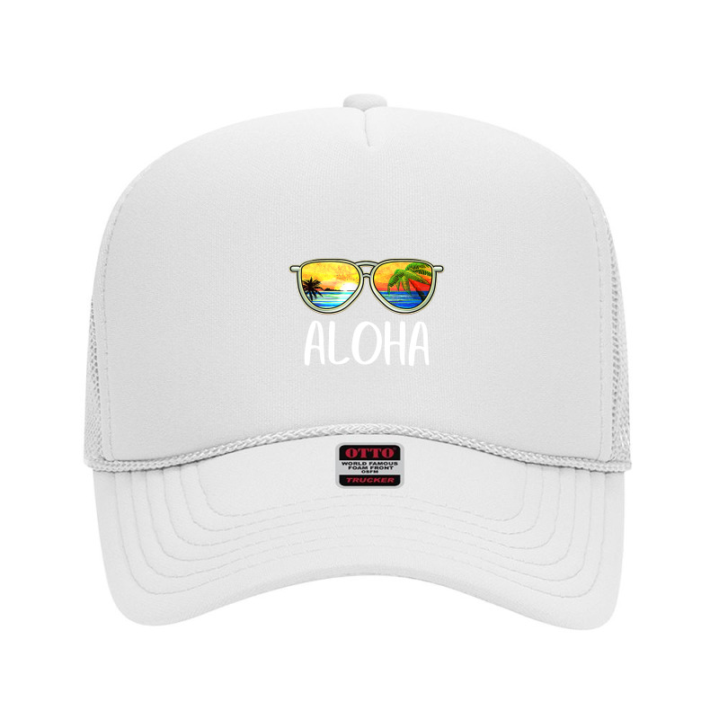 Aloha Hawaii Hawaiian Island Sunglasses Palm Trees Beach Foam Trucker Hat by cm-arts | Artistshot