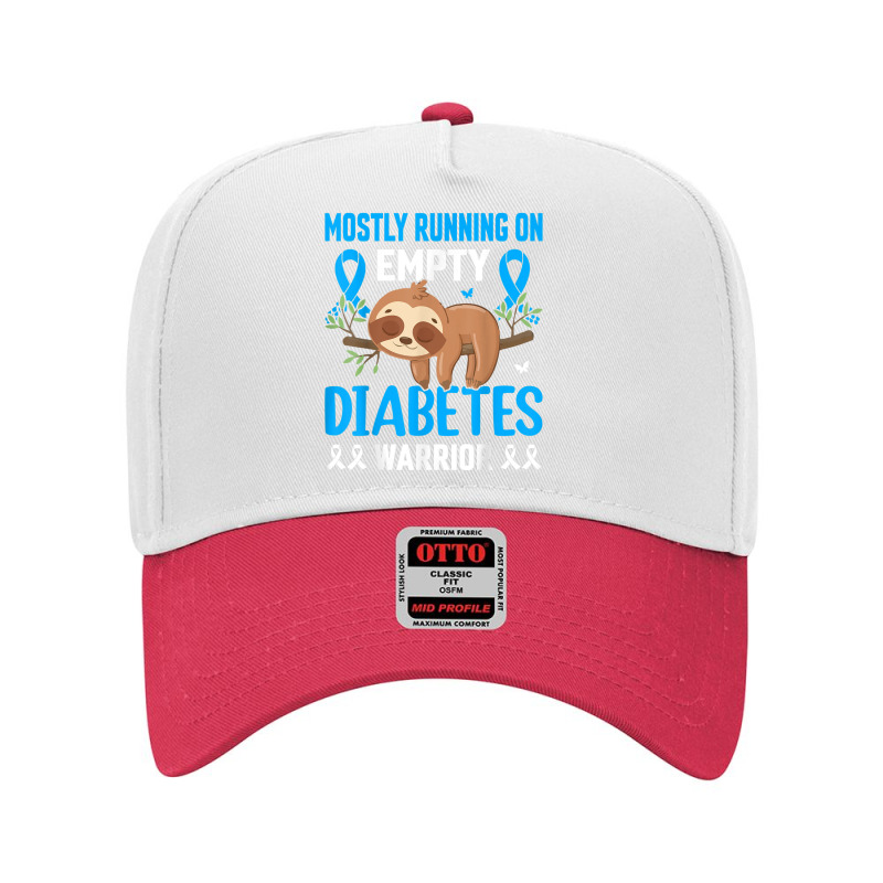 Funny Lazy Sloth Mostly Running On Empty Diabetes Warrior T Shirt Adjustable Baseball Cap by cm-arts | Artistshot