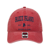 Block Island Rhode Island Ri Vintage Athletic Navy Sports De Dyed Cap | Artistshot