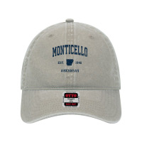 Monticello Arkansas Ar Vintage Athletic Navy Sports Design T Shirt Dyed Cap | Artistshot