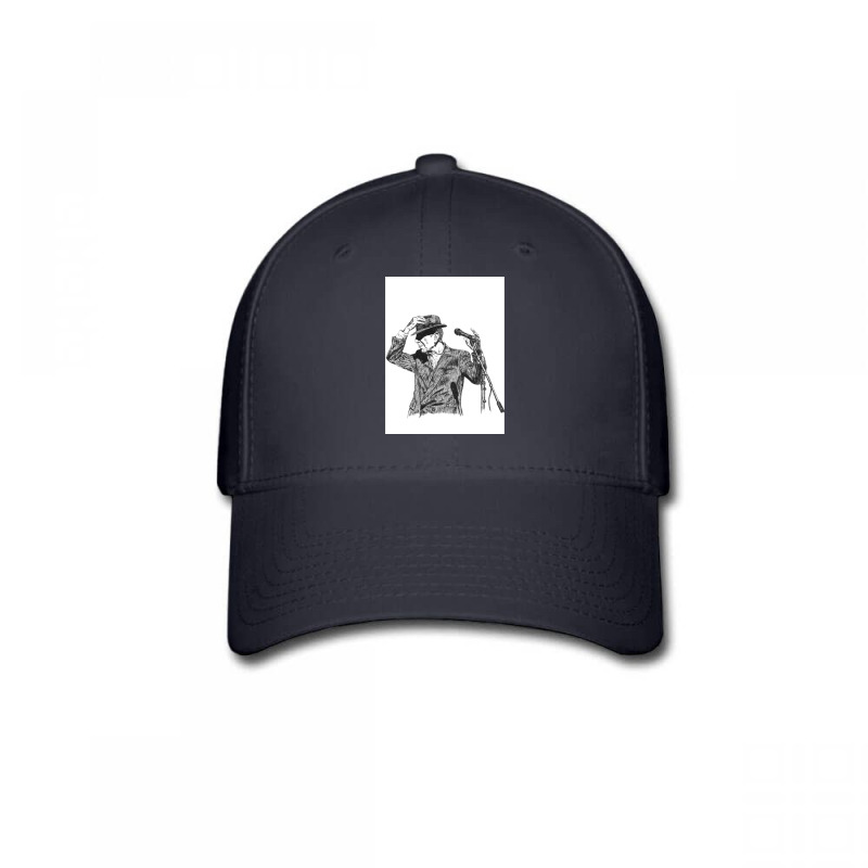 Leonard Cohen Original Hand Drawn Ink Print Baseball Cap by cm-arts | Artistshot