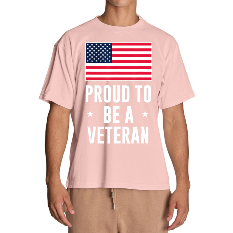 Proud To Be A Veteran With American Flag Urban Heavy T-shirt by bummercaught | Artistshot