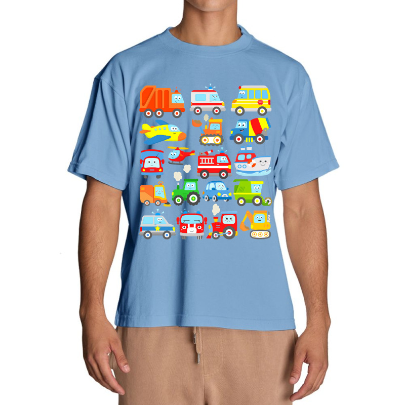 Cars And Trucks With Planes, Helicopter And Boat For Kids Urban Heavy T-shirt | Artistshot