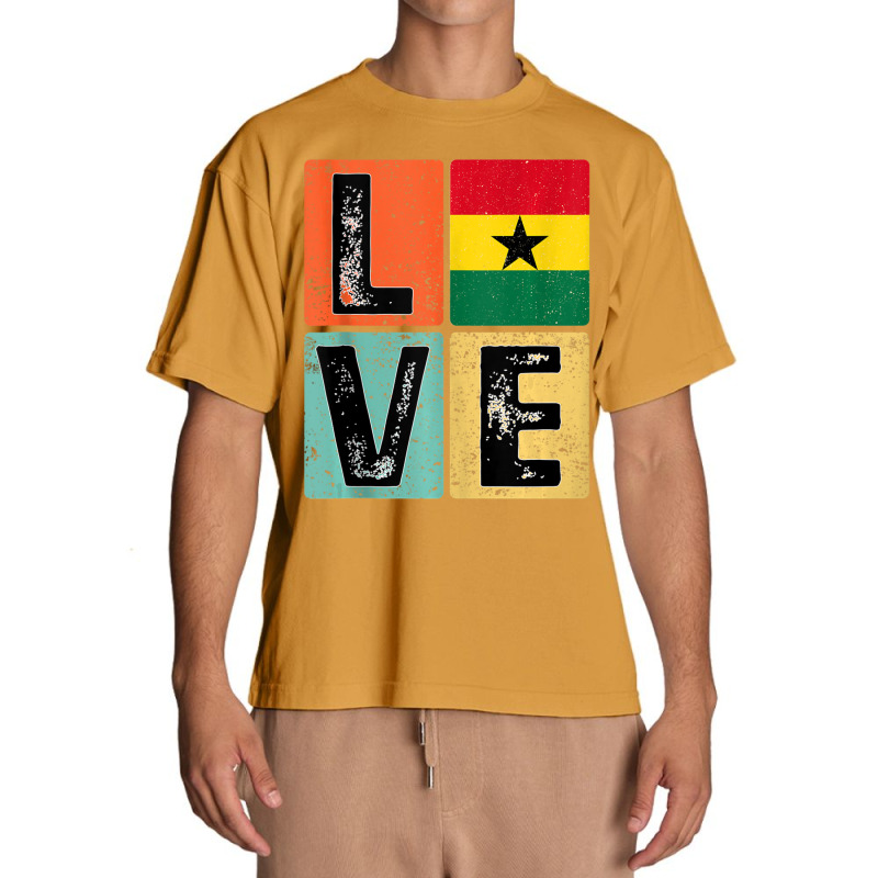 Vintage Retro I Love Ghana Flag For Ghanaian Pride Urban Heavy T-shirt | Artistshot