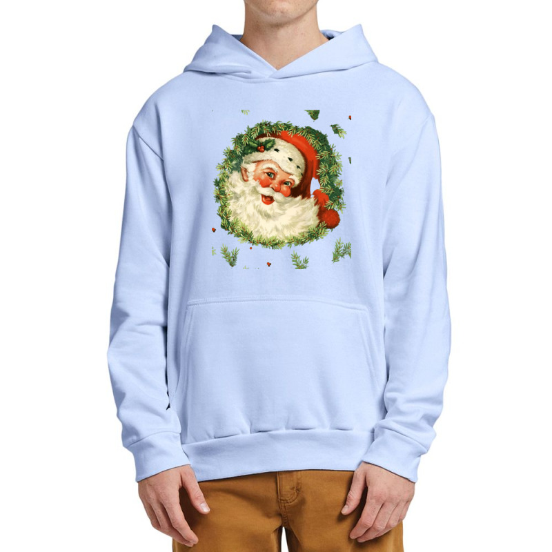 Christmas Retro Vintage Pink Santa Claus Art Urban Pullover Hoodie | Artistshot