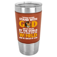 Jesus Christ Christian Lion Jesus Cross Id Rather Stand With God Knigh Leatherette Tumbler | Artistshot