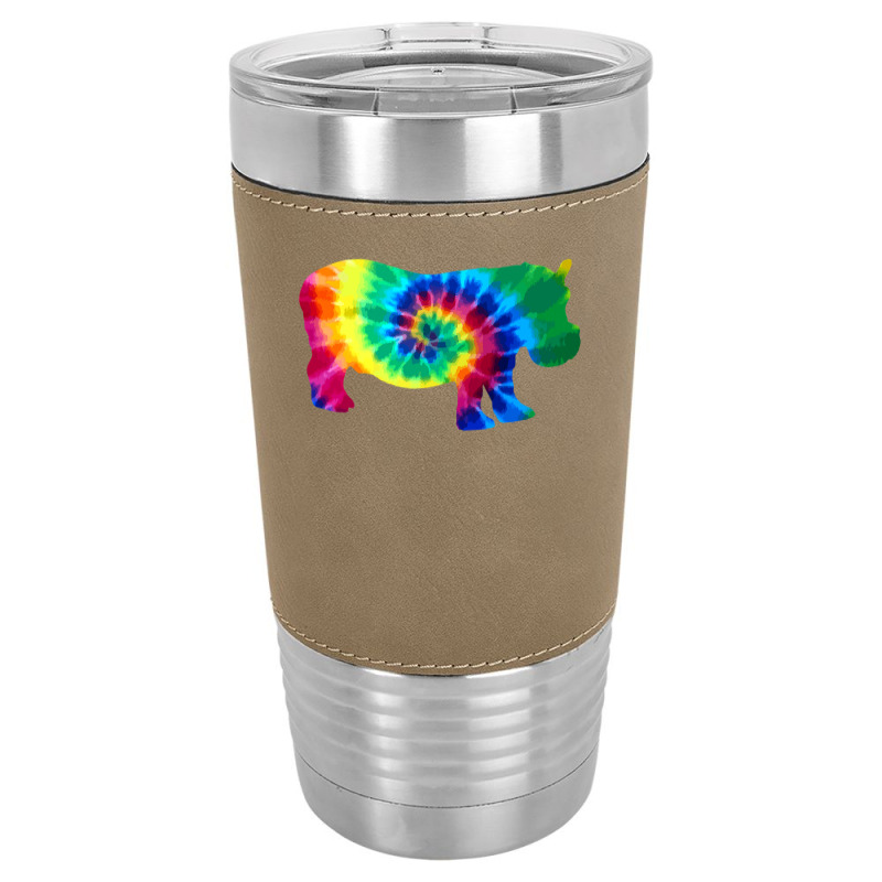 Hippopotamus Hippo Tie Dye Vintage Hippie Hippopotamus Lover 216 Hippo Leatherette Tumbler | Artistshot