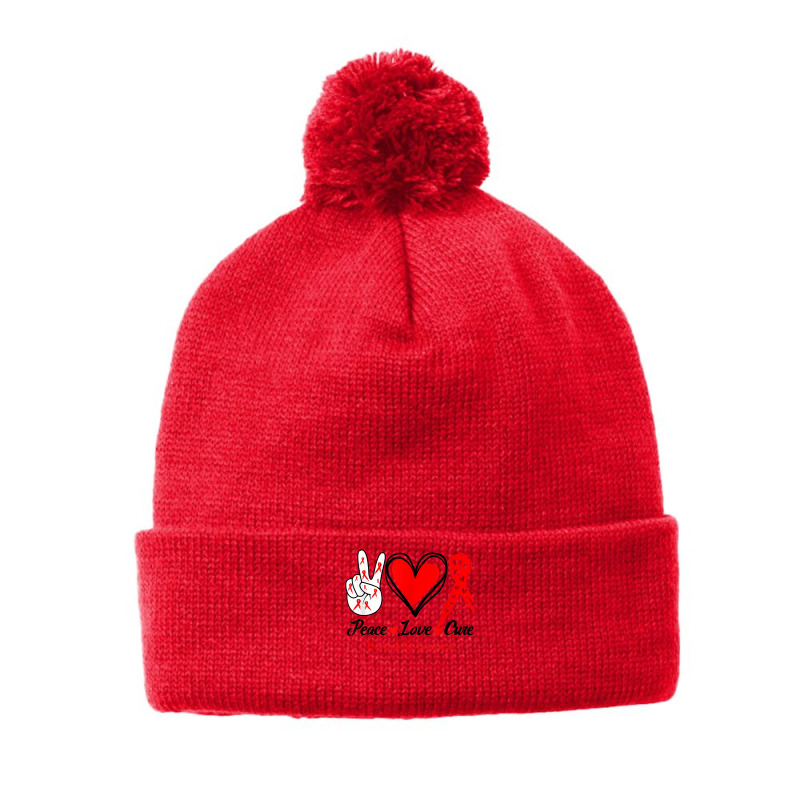 Peace Love Cure Hemophilia Awareness T Shirt Pom Pom Beanie by cm-arts | Artistshot