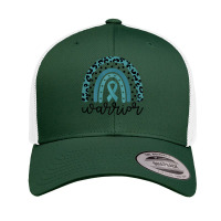 Womens Warrior Cute Teal Rainbow Graphic Ovarian Cancer Awareness T Sh Retro Trucker Cap | Artistshot