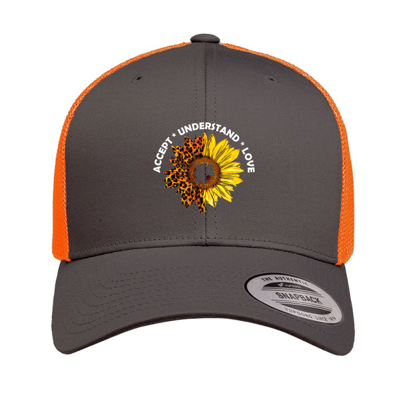 Accept Understand Love Sunflower Leopard Autism Teacher Retro Trucker Cap by LindsayYuh | Artistshot