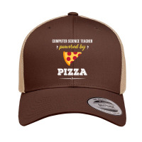 Computer Science Teacher Powered By Pizza Funny Gift Retro Trucker Cap | Artistshot