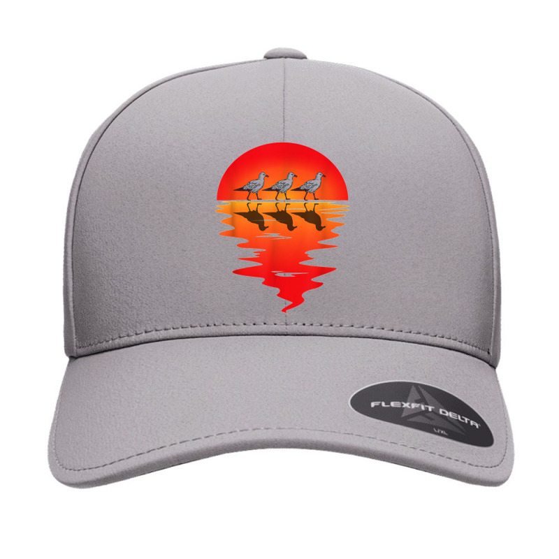 Flocks Of Seagull Vintage Sunset Seabird Harbour Albatros Seamless Cap by kurniawanm | Artistshot