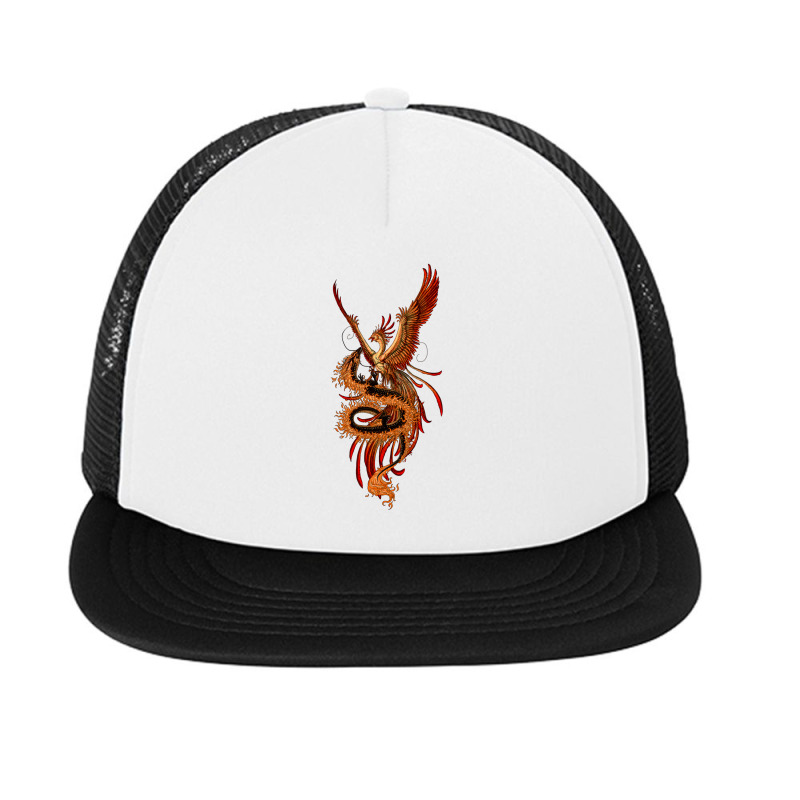 Phoenix Vs Dragon Mythological Foam Snapback hat by turgongon | Artistshot