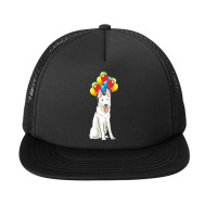 White Shepherd T  Shirt White Swiss Shepherd With Ballons Gift T  Shir Foam Snapback Hat | Artistshot