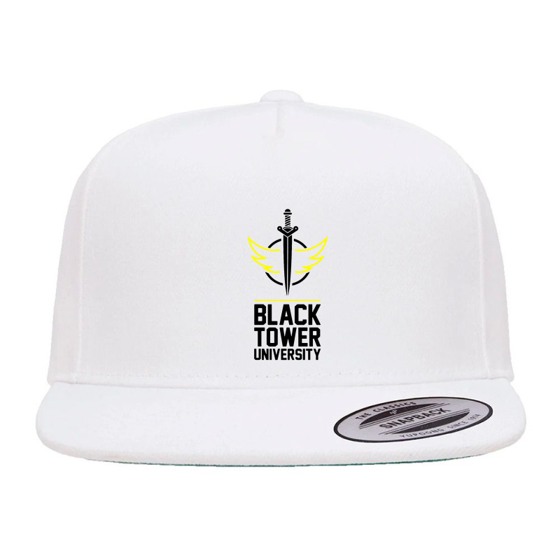 Black Tower University 5 panel snapback cap by delagan | Artistshot