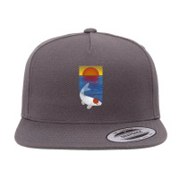 Sunset Meditation Yoga Koi Fish Lover Art 5 Panel Snapback Cap | Artistshot