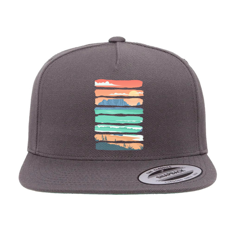 Beach Sunset T  Shirt Summer Sunset Beach Vacation Rocky Cliffs Ocean 5 panel snapback cap by eluettgen194 | Artistshot