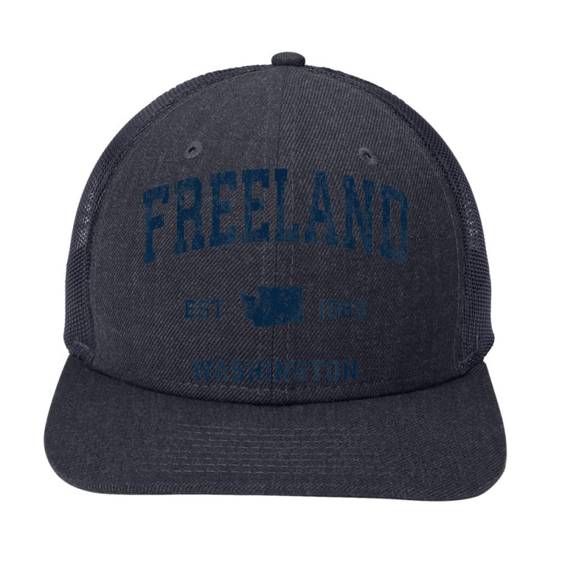 Freeland Washington Wa Vintage Athletic Navy Sports Design Snapback Trucker Cap by Stunner | Artistshot