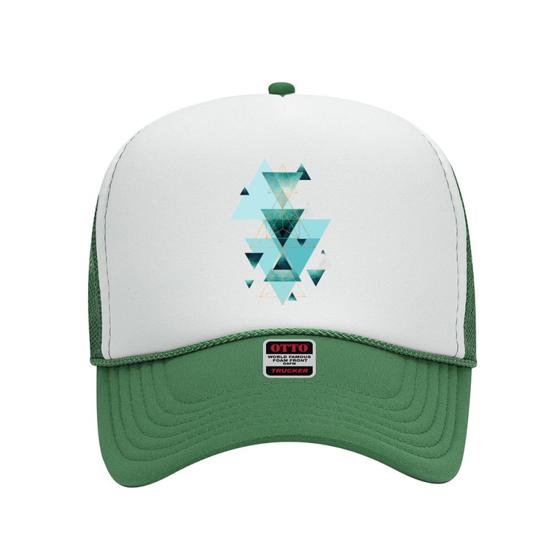 Geometric Triangle Compilation In Teal Foam Trucker Hat | Artistshot