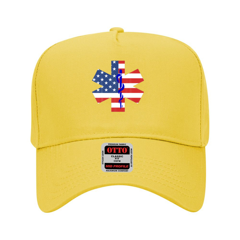 Emt American Flag Ambulance Funny Emergency Services Adjustable Baseball Cap | Artistshot