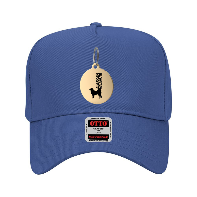 Alaskan Malamute Silhouette In Black And White On Gold Keyring Adjustable Baseball Cap | Artistshot