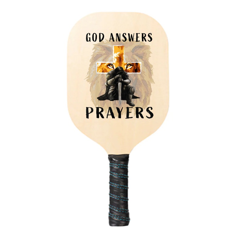 God Answers Prayers Warrior Men Christian Cross Lion Graphic T Shirt Pickleball Paddle | Artistshot