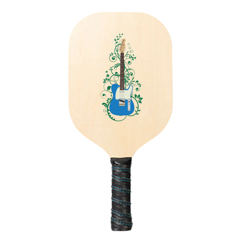 Blue T-style Electric Guitar Flowering Vines Pickleball Paddle | Artistshot