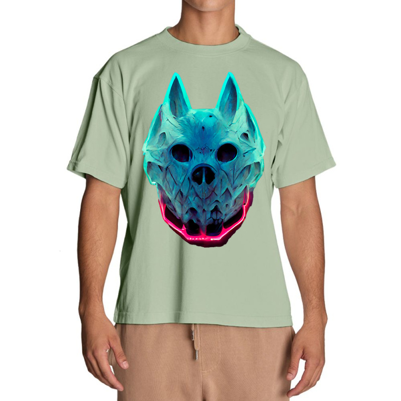 Wolf Skull Face For Halloween Colors  Animal Face Urban Heavy T-shirt by Davidartist | Artistshot