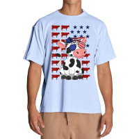 Funny Dairy Cows 4th Of July Costumes Usa Flag Dairy Cows Urban Heavy T-shirt | Artistshot