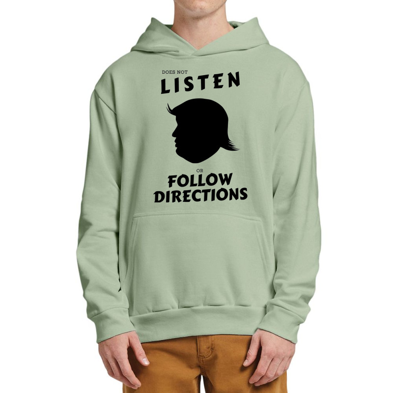 Does Not Listen Or Follow Directions Trump Silhouette Active Urban Pullover Hoodie | Artistshot