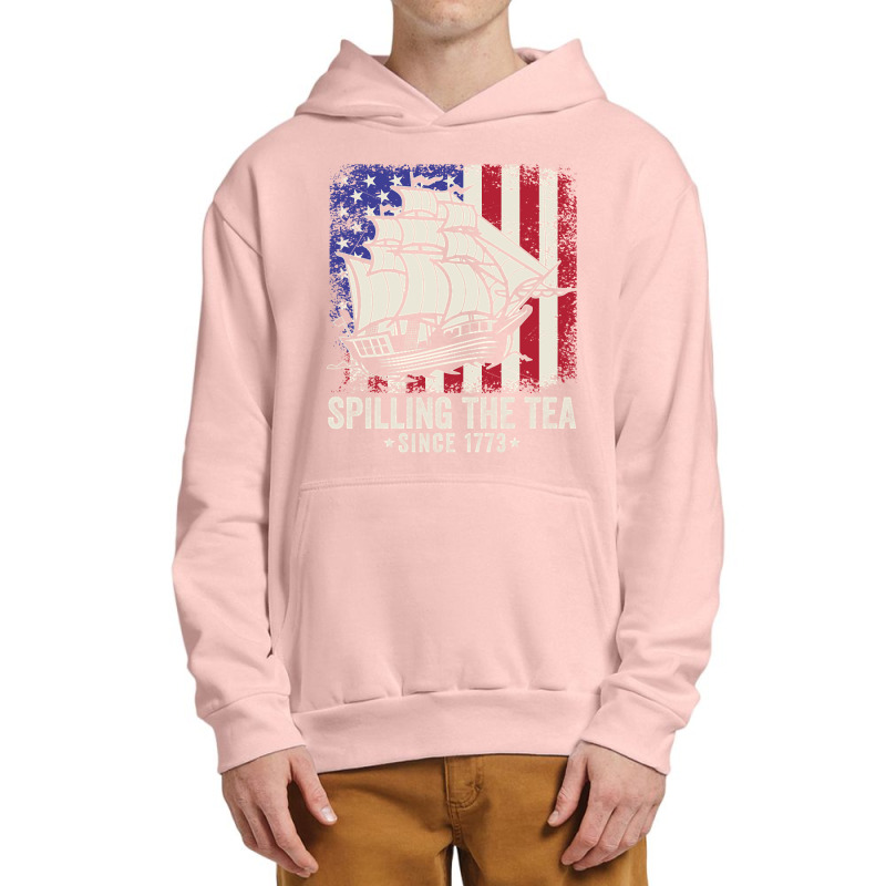 Spilling The Tea Since 1773 Funny American Us Flag History Teacher Urban Pullover Hoodie | Artistshot