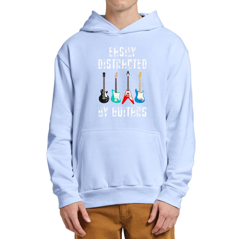 Vintage Music Easily Distracted Guitars String Instrument Urban Pullover Hoodie | Artistshot