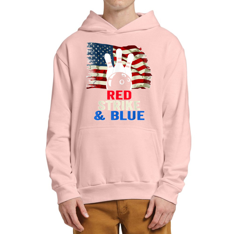 Patriotic Bowling 4th Of July Red Strike & Blue Usa Flag Urban Pullover Hoodie by JilmarM.Perez | Artistshot