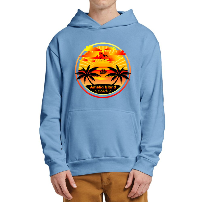 Amelia Island Beach, Palm Trees Sunset, Florida Summer-qz1m6 Urban Pullover Hoodie by declangreenwood | Artistshot