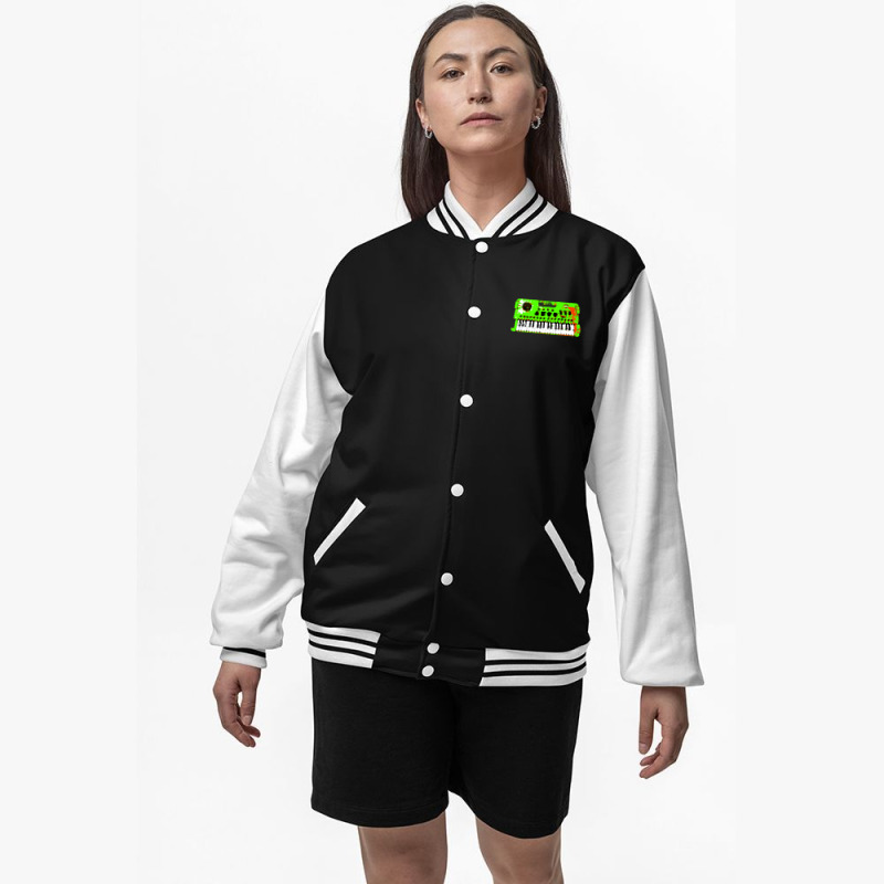 Retro Green Keyboard Synthesiser - Glitchy Mix Bomber Jacket | Artistshot