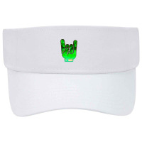 Rock Hand Gesture Space Green Rock N Roll Salute Visor Hat | Artistshot