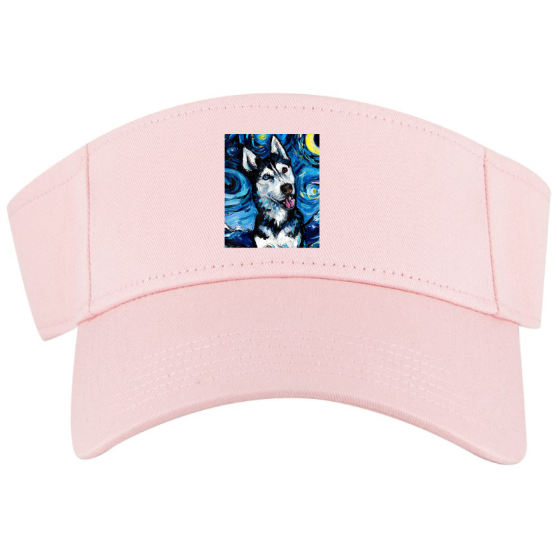 Happy Siberian Husky Portrait Starry Night Dog Art By Aja Visor hat by vucongha | Artistshot