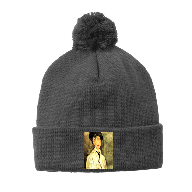 Amedeo Modigliani Woman With Black Cravat Classic Pom Pom Beanie by cm-arts | Artistshot