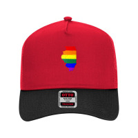 Illinois Silhouette Lgbt Pride Flag Mesh Back Trucker Hat | Artistshot