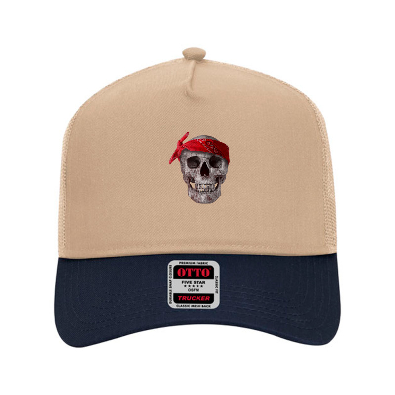 Skull With Red Paisley Bandana, Thug, Gangster Mesh Back Trucker Hat | Artistshot