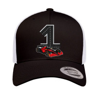 Kids 1 Years Old Kid Race Track Number Racing Car Birthday T Shirt Retro Trucker Cap | Artistshot