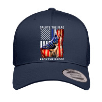 Salute The Flag Back The Badge Retro Trucker Cap | Artistshot