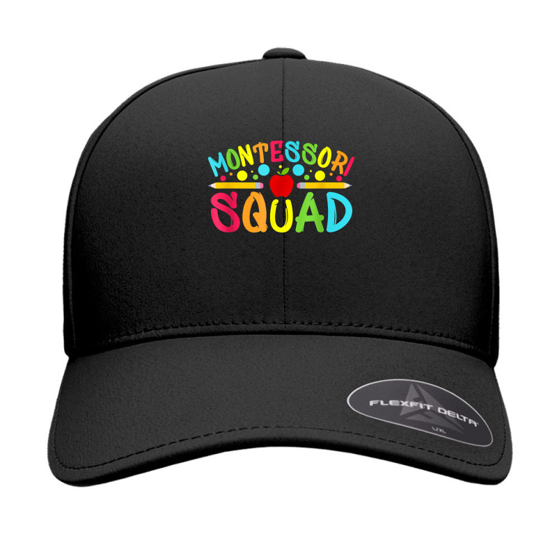 Funny Montessori Squad Montessori Teacher Back To School T Shirt Seamless Cap | Artistshot