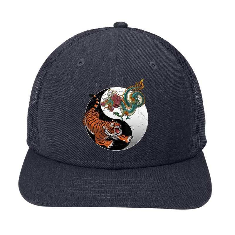 Asian Dragon Tiger Yin Yang Tiger Snapback Trucker Cap by cm-arts | Artistshot