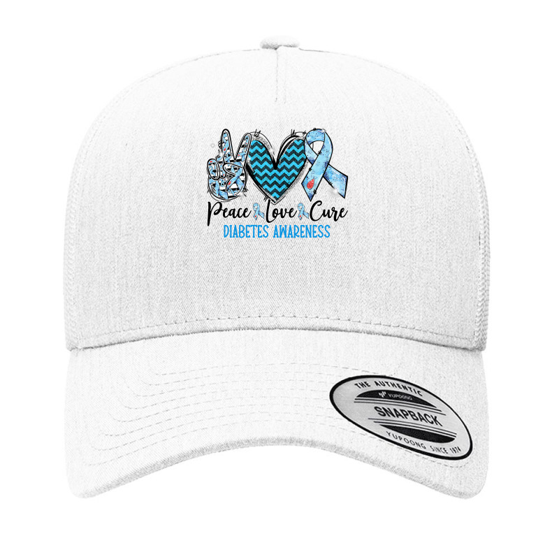 Diabetes Diabetic Peace Love Cure Blue Ribbon 5 Diabetes Awareness Yupoong Trucker Cap by circularflap | Artistshot