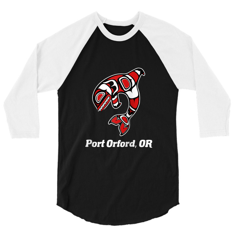 Native American Port Orford Or Tribal Orca Killer Whale Raglan Basebal 3/4 Sleeve Shirt | Artistshot