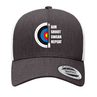 Archery Aim Shoot Swear Repeat Target Arrow Funny T Shirt Yupoong Trucker Cap | Artistshot