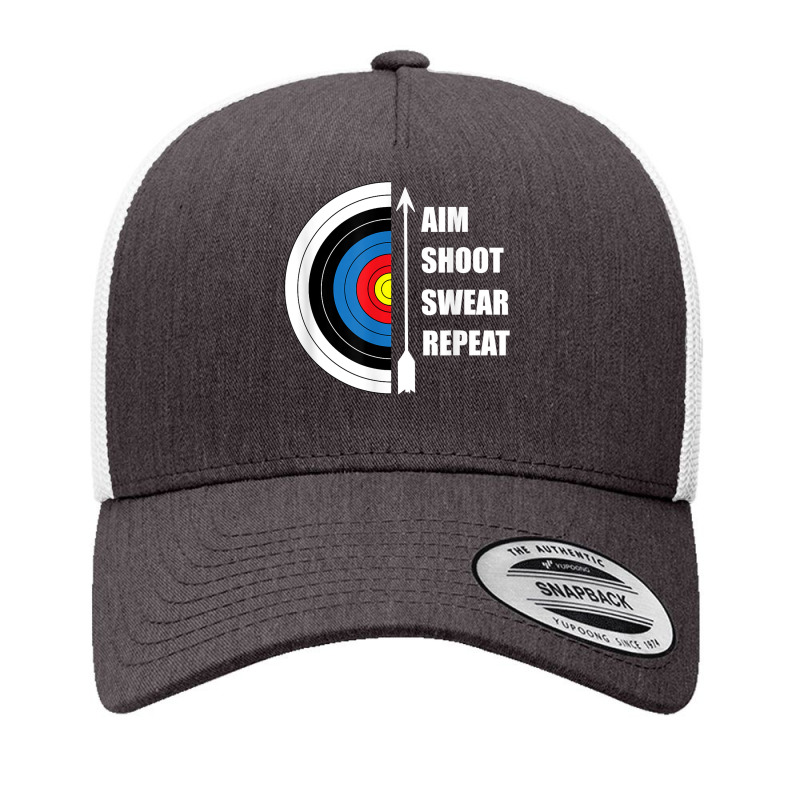 Archery Aim Shoot Swear Repeat Target Arrow Funny T Shirt Yupoong Trucker Cap | Artistshot