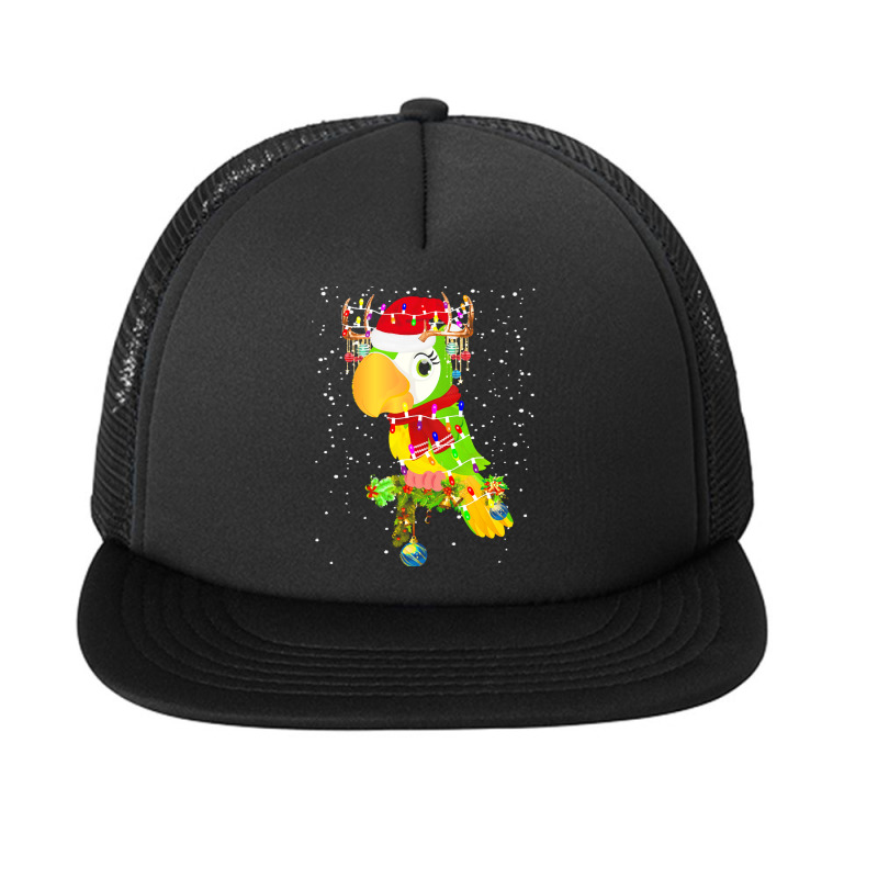 Funny Christmas Gift For Cat Lover T  Shirt Santa Parrot Gorgeous Rein Foam Snapback Hat | Artistshot