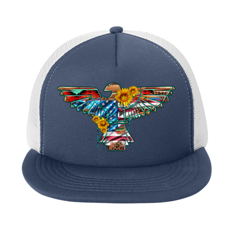 Thunderbird With Usa Flag And Sunflowers Foam Snapback Hat | Artistshot